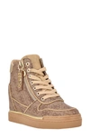 Guess Women's Fiora Wedge Fashion Sneakers Women's Shoes In Beige - Faux Leather/faux Suede
