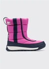 Sorel Kid's Whitney Ii Waterproof Puffy Nylon Winter Boots, Toddler/kids In Bright Lavender/collegiate Navy