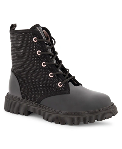 Dkny Kids' Little Girls Ava Stone Web Boots In Black