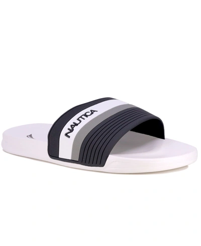Nautica Men's Topco Stripe Slide Sandal Men's Shoes In Navy And White