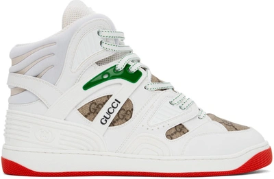 Gucci Basket High-top Faux-leather Trainers In White