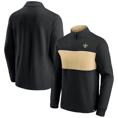 Fanatics Men's Black And Gold-tone New Orleans Saints Block Party Quarter-zip Jacket In Black/gold-tone