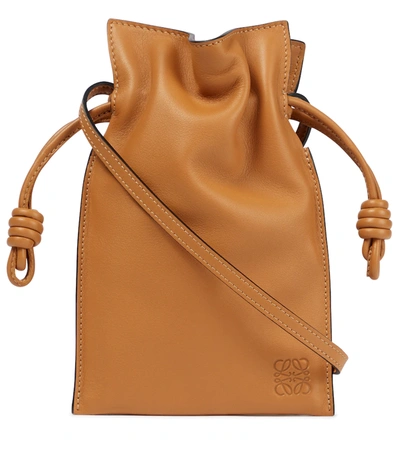 Loewe Flamenco Pocket Mini Drawstring Crossbody Bag In Brown