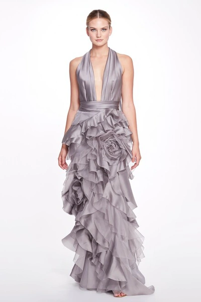 Marchesa Plunging V Neckline Gown