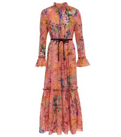Zimmermann Tropicana Floral Print Frill Long Sleeve Cotton Voile Dress In Multicolor
