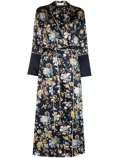 Olivia Von Halle Capability Odile Floral-print Long Dressing Gown In Multi