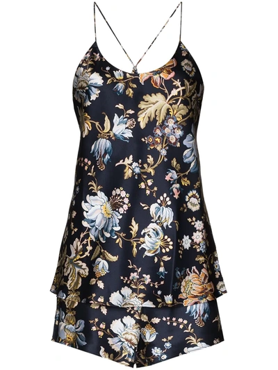 Olivia Von Halle Bella Odile Floral-print Pyjama Set In Blue