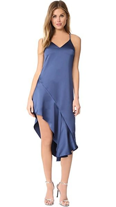 Halston Heritage Asymmetric Dress In Navy