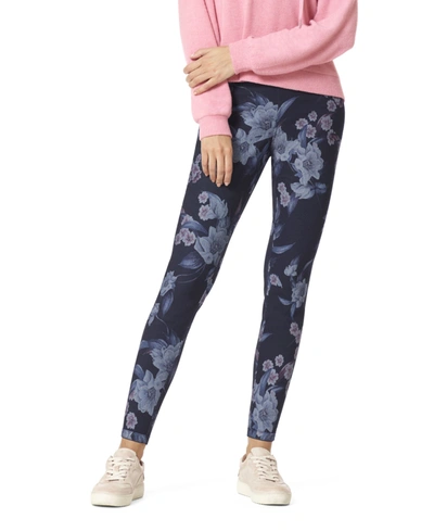 Hue Women's Reversible Animal Print Skimmer Leggings In Tonal Floral