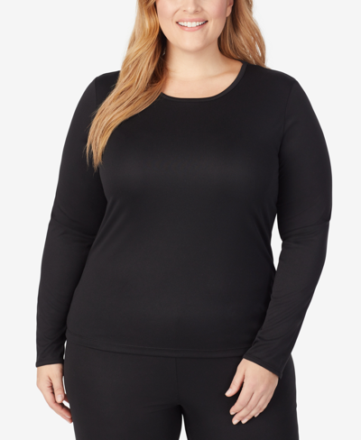 Cuddl Duds Plus Size Softwear With Stretch Long-sleeve Top In Black