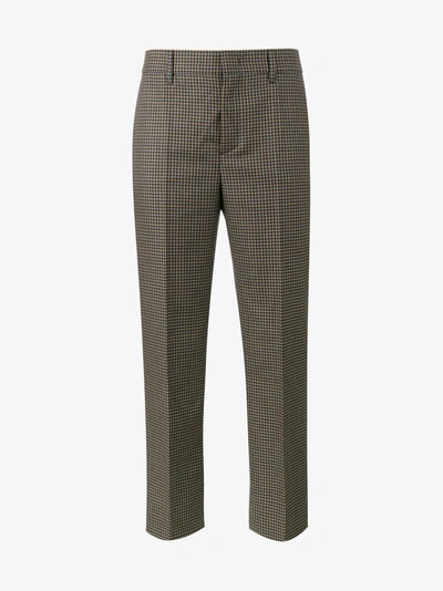 Prada Cropped Houndstooth Trousers In Grey