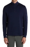 Bugatchi Cotton Blend Quarter Zip Sweater In Navy