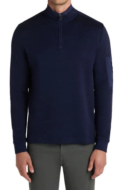 Bugatchi Cotton Blend Quarter Zip Sweater In Navy