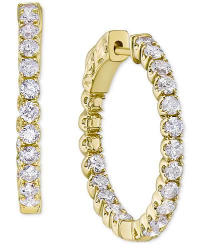 Macy's Diamond In & Out Hoop Earrings (1 Ct. T.w.) In 14k White Or Yellow Gold