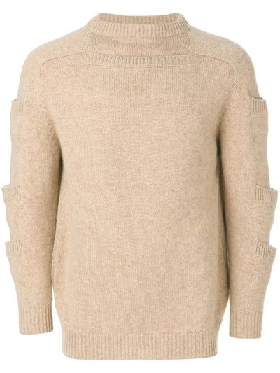Christopher Kane Crew-neck Pocket-detail Wool Sweater In Oatmeal