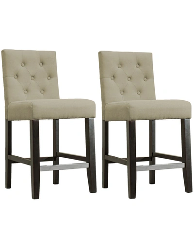 Best Master Furniture Kimberly Upholstered Bar Stools, Set Of 2 In Beige