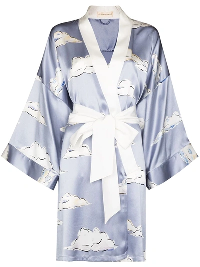 Olivia Von Halle Mimi Metamorphoses-print Silk-satin Dressing Gown In Neutrals