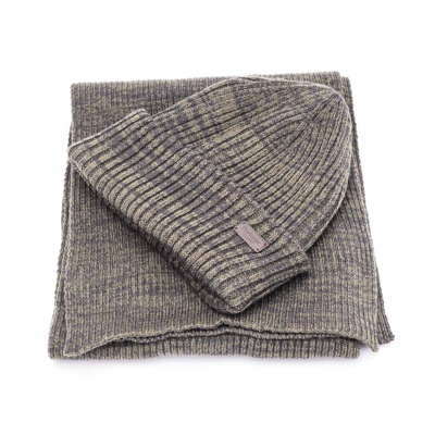 Barbour Crimdon Beanie And Scarf Set In Olive