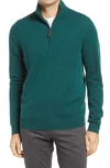 Nordstrom Shop Regular Fit Cashmere Quarter Zip Pullover In Green Trekking
