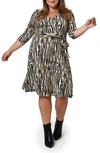 Leota Plus Mindy Printed Sleeveless Dress In Inky Zebra Vanilla Ice