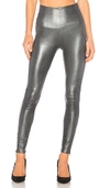 Mlml High Waisted Band Leggings With Zippers In Metallic Silver