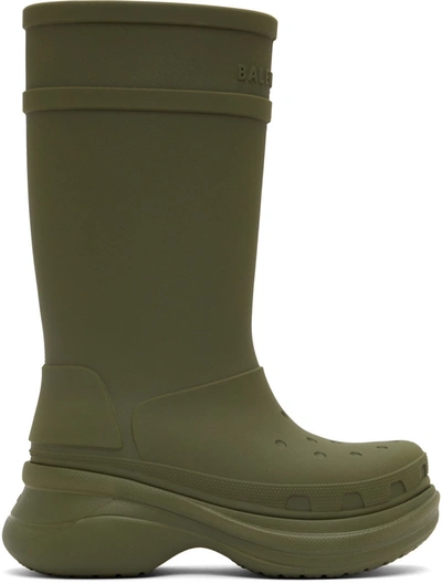 Balenciaga X Crocs&trade; Men's Tonal Rubber Rain Boots In Green