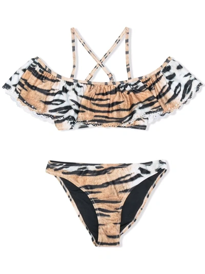 Molo Kids' Natacha Bikini Tiger Stripes In Brown