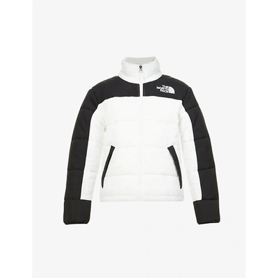 The North Face Womens Tnf White Hmlyn Colour-blocked Shell-down Jacket Xs In White