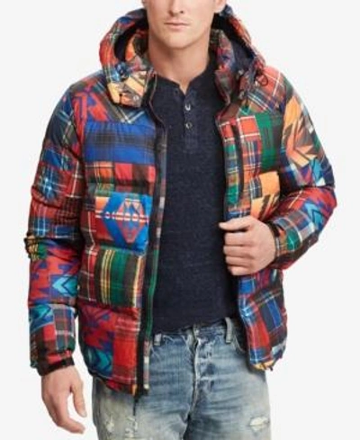 Polo Ralph Lauren Men's Patchwork Ripstop Down Jacket, Created For Macy's  In Base Camp Patchwork Red | ModeSens