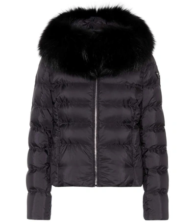 Prada Fur-trimmed Down Jacket In Black