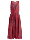 Diane Von Furstenberg Sleeveless Cotton And Silk-blend Dress In Red