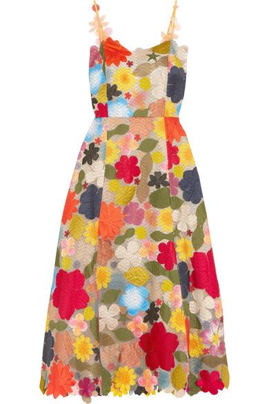 Rosie Assoulin Hodges Podges Floral-appliquéd Silk-organza Midi Dress ...