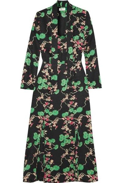 Rixo London Stella Printed Silk-jacquard Midi Dress In Small