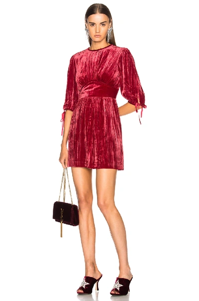 Alexa Chung Alexachung Velvet Flute Sleeve Dress In Red