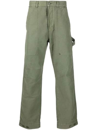 Palm Angels Patch Pocket Denim Trousers In Green