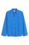 Tekla Camp-collar Organic Cotton-poplin Pyjama Shirt In Blue