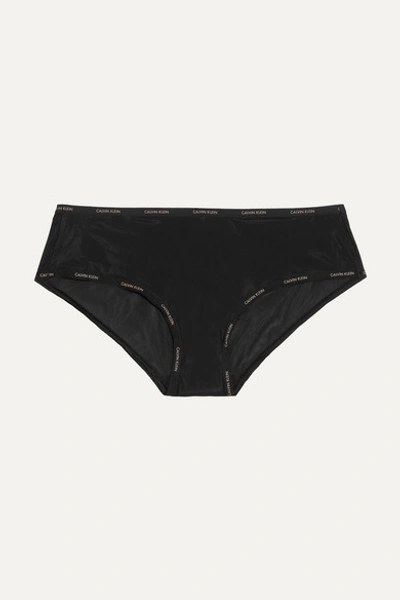 Calvin Klein Underwear Sheer Marquisette Stretch-mesh Briefs In Black