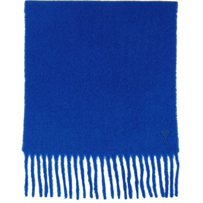Ami Alexandre Mattiussi Blue Brushed Alpaca Oversized Scarf In 490 Blue
