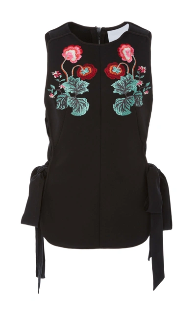 Acler Birch Lace-up Embroidered Blouse In Black