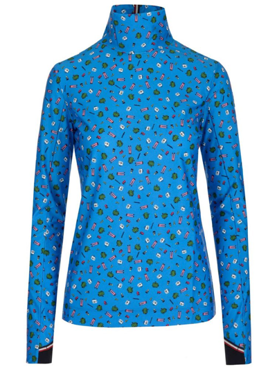 Moncler Patterned Roll Neck Top In Blue
