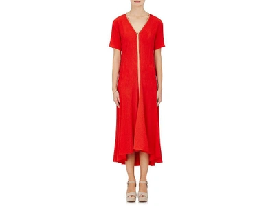 Sies Marjan Silk Plissé Dress In Red
