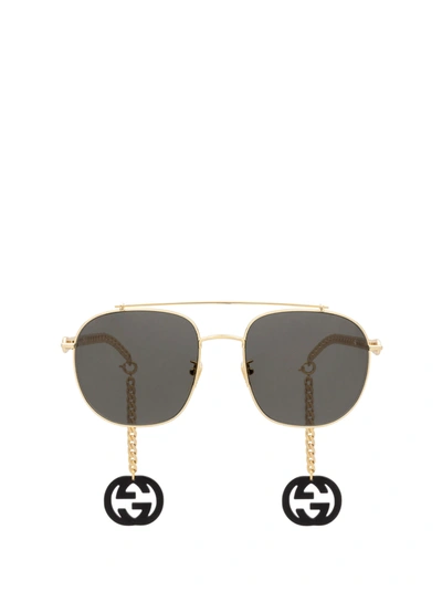 Gucci Gg0727s Gold Unisex Sunglasses