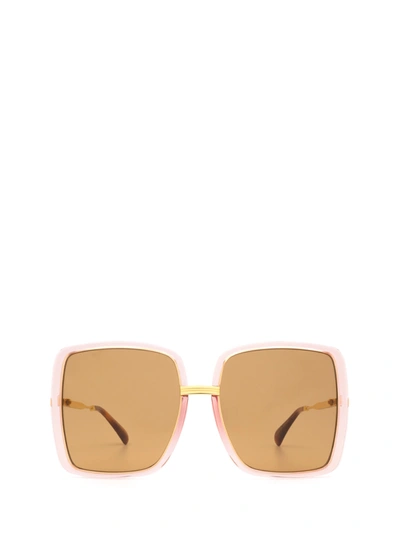 Gucci Gg0903s 002 In Pink Rim / Shiny Yellow Gold