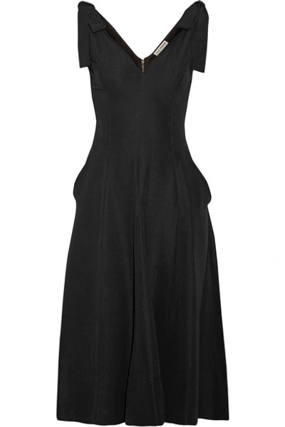 Ulla Johnson Lana Bow-embellished Crepe Dress In Black
