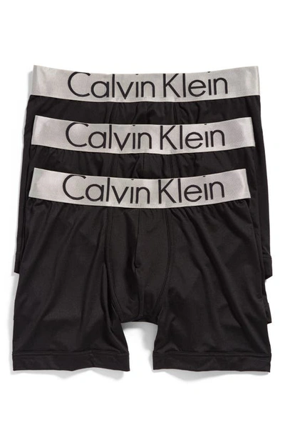 Calvin Klein Steel Micro 3-pack Boxer Briefs In Black