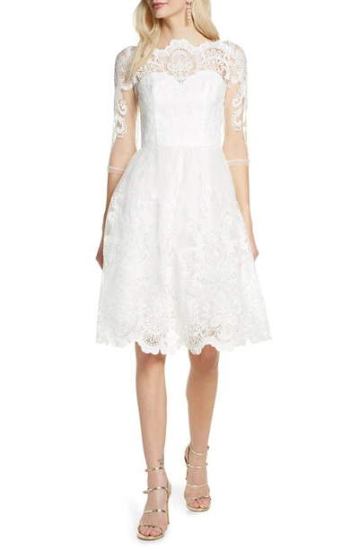 Chi Chi London Flora Embroidered Tulle Cocktail Dress In White | ModeSens