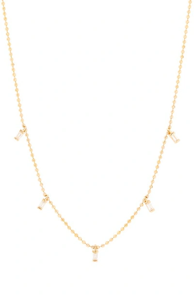 Stone And Strand Baguette Diamond Dangle Necklace In Gold