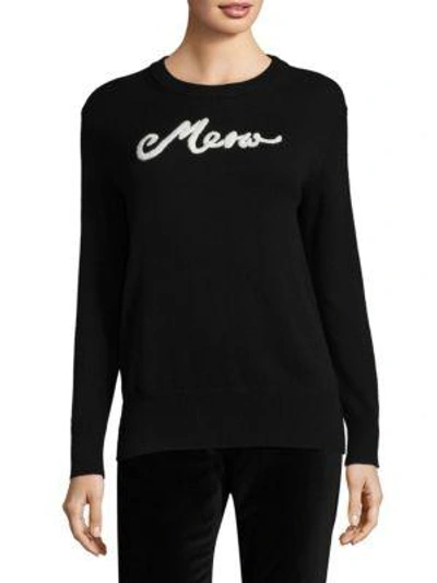 Kate Spade Meow Embriodered Sweater In Black
