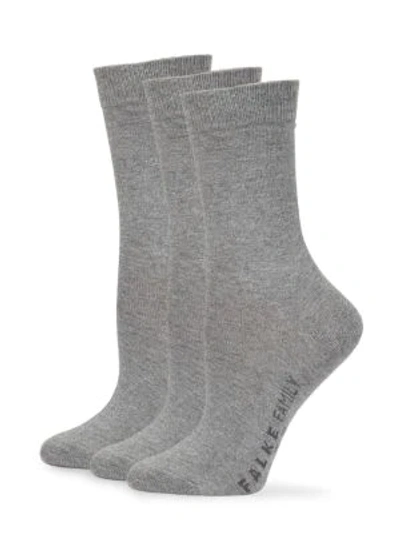 Falke Family Sustainable Cotton Blend Socks In Light Grey Melange