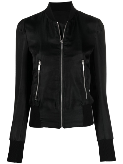 Sapio Zipped Fitted Bomber Jacket In Black